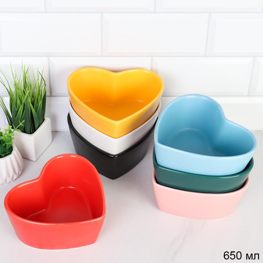 Салатник 650 мл Сердце / GR-1258 /уп 20/ Тарелка глубокая суповая