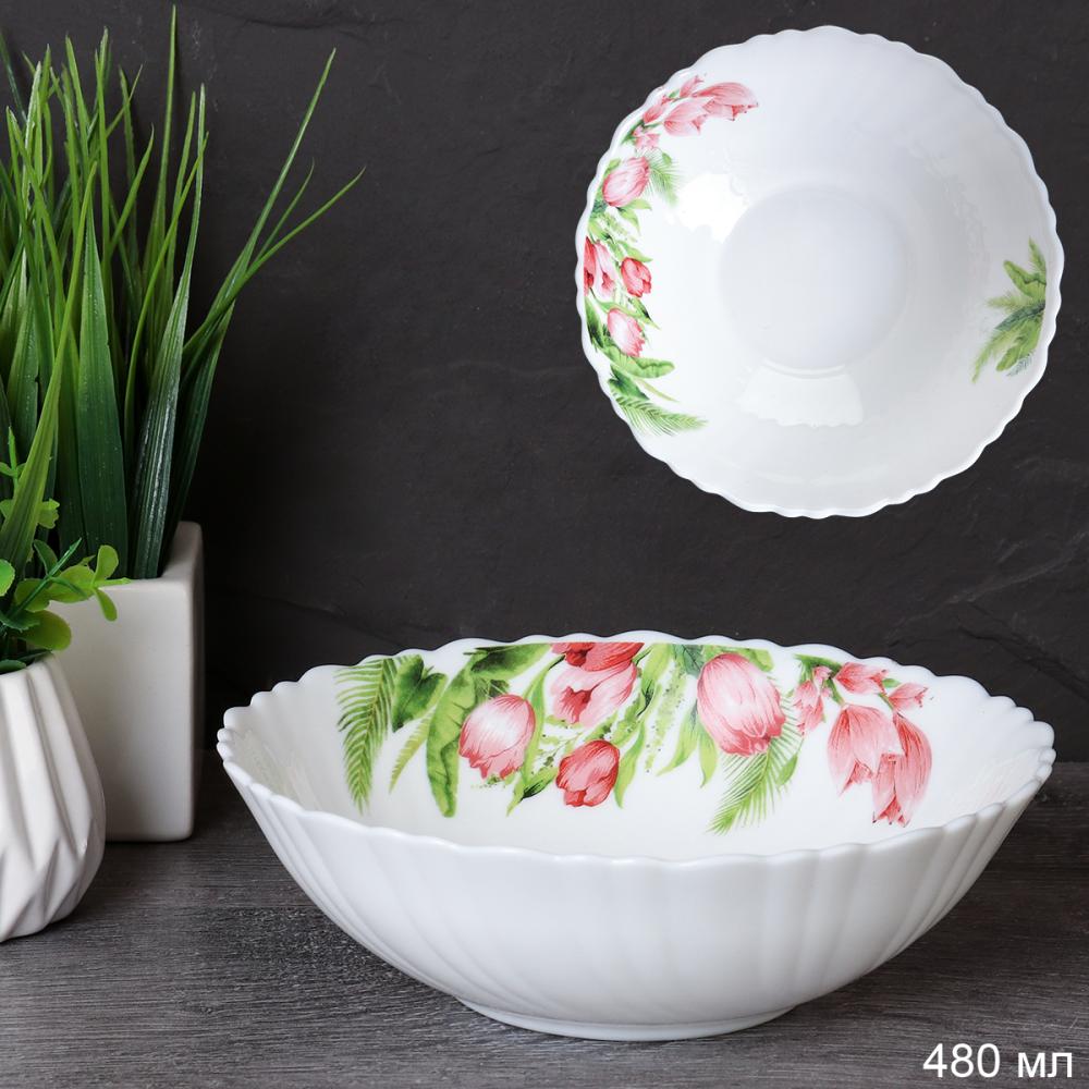 Салатник 480 мл 155 мм тарелка глубокая / TW-60 (7259) /уп 6/72/ Тюльпаны