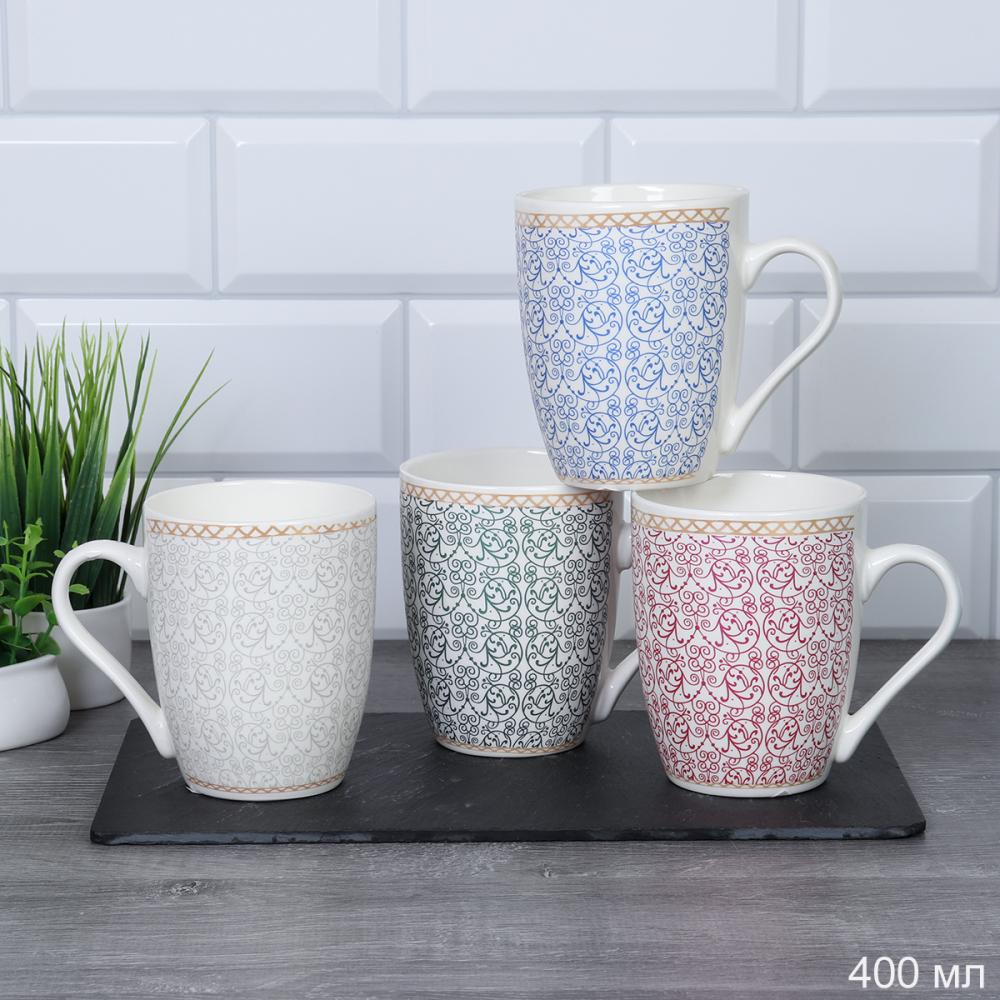 Кружка 400 мл Пастель с узором / SB-102 /уп 72/ ПРОМО АКЦИЯ