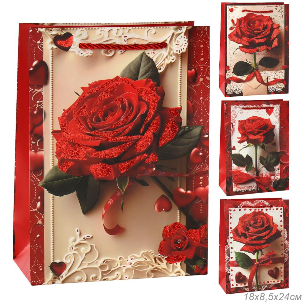 Пакет подарочный 18x24x8,5 Цветы / 24826S /уп 12/360/