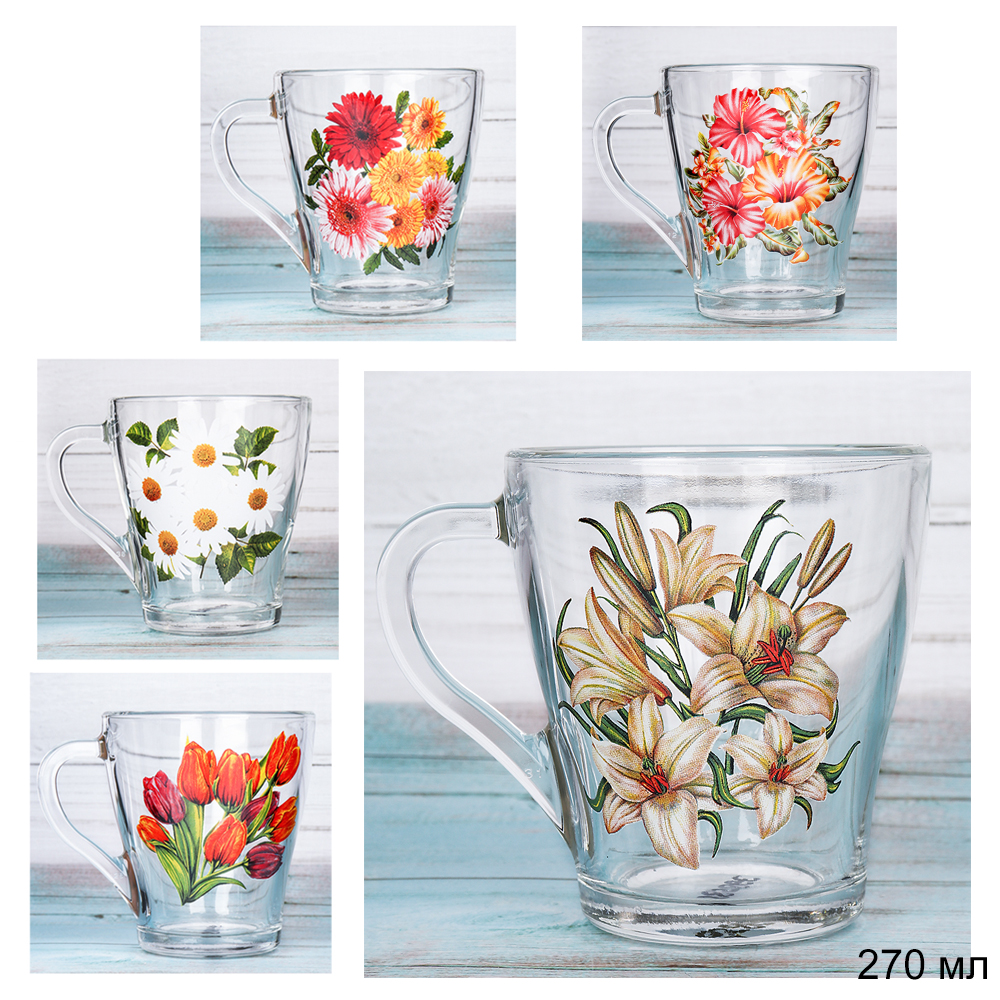 Кружка 270 мл Грация Букет / 1649 /уп 20/ 6 видов