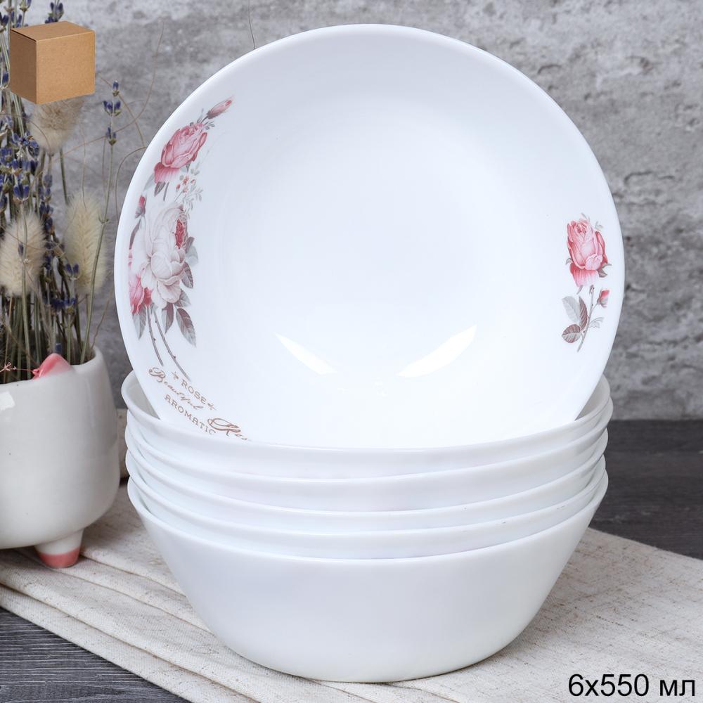 Набор суповых тарелок 6 штук 550 мл 155 мм Евро / LGW-60 (6916) /уп 6/ Чайная роза/721886