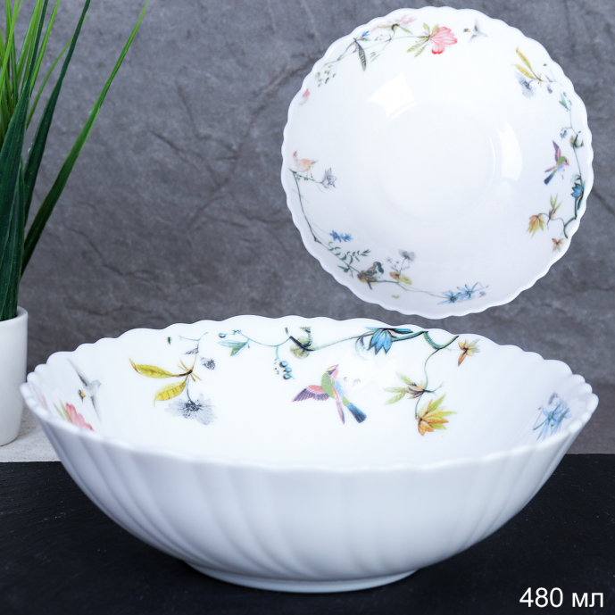 Тарелка глубокая суповая 480 мл 155 мм / TW-60XN (7008) /уп 6/72/ Райский сад