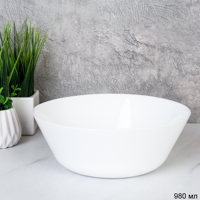 Тарелка глубокая суповая Богатырь 980 мл 190 мм Евро белый  NNW75T(WHITE) /уп 48/ 730603