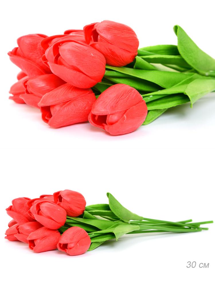 Цветок искусственный Тюльпан 30 см красный / 18-4/6 /уп 10/120/1440/ латекс