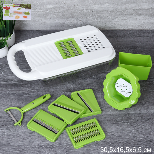 Терка шинковка с контейнером, 5 насадками, держателем и овощечисткой / DK-449 /уп 24/ПРОМО АКЦИЯ