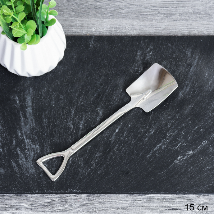 Ложка десертная совковая лопата серебро / LS-12 /уп 600/0,028