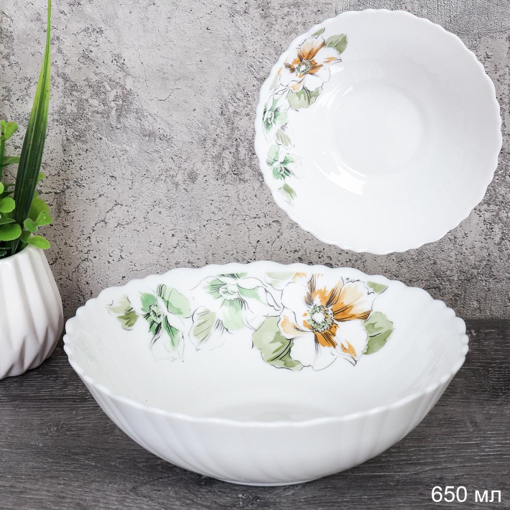 Салатник 650 мл 175 мм тарелка глубокая / TW-70 (7364) /уп 48/ Графические цветы