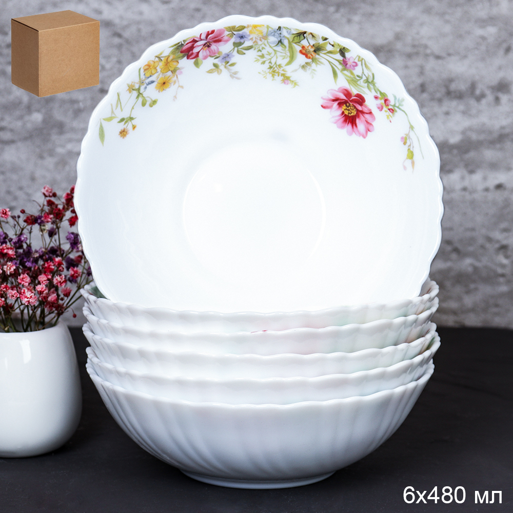 Набор суповых тарелок 6 штук 480 мл 155 мм / TW-60XN (7133) Весенняя