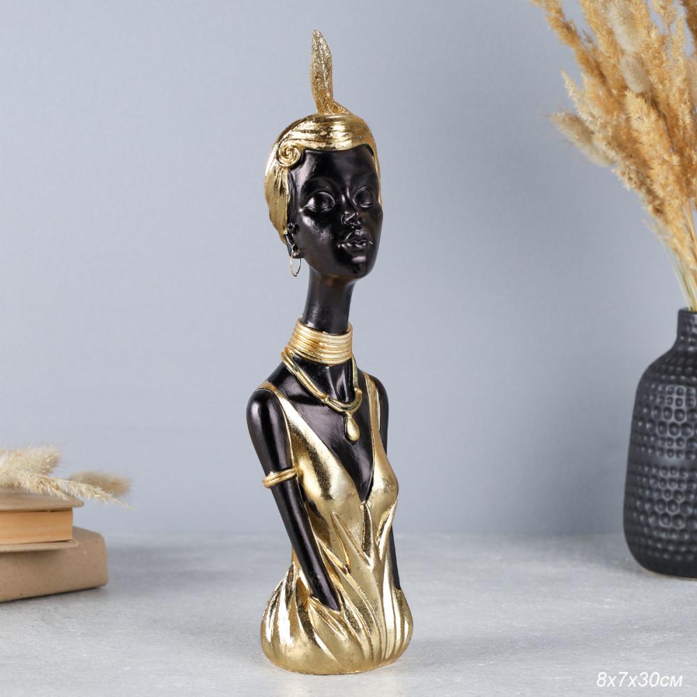 Статуэтка Африканка 8.5х7.5х30 см / LY240302 /уп 24/ бюст