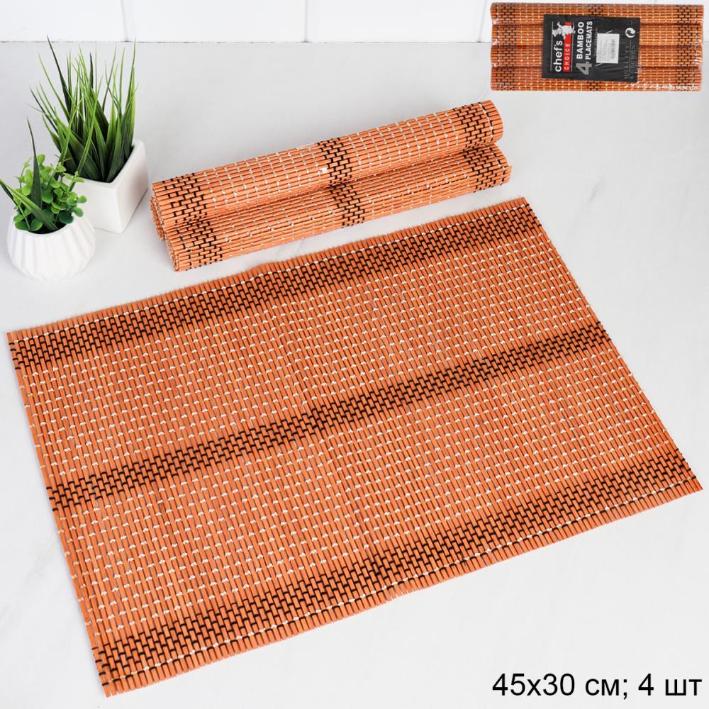 Салфетка для стола Бамбук 30х45 см 4 штуки / BGT-104 /уп 60/ оранжевая