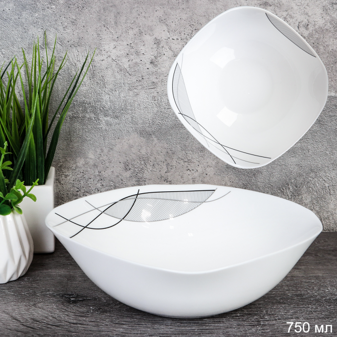 Тарелка суповая квадратная 750 мл 190 мм / LKSW75 (2029) /уп 6/36/ Абстракция волны 735593