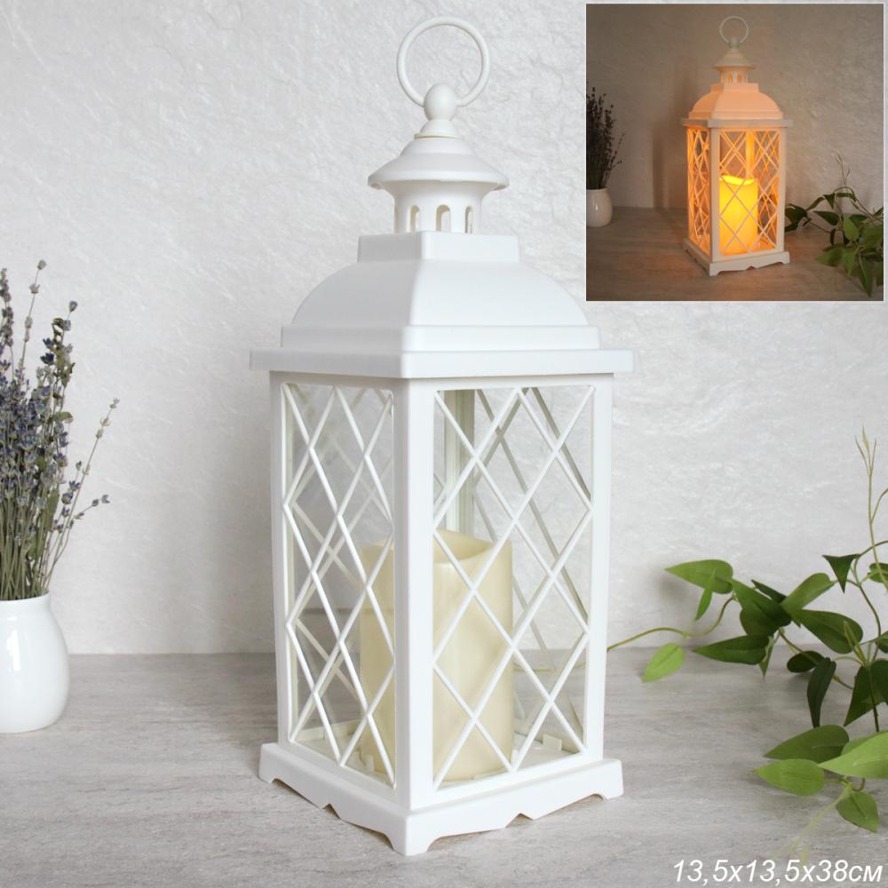 Светильник фонарь настольный 33 см белый / YR2411W /уп 24/от батареек