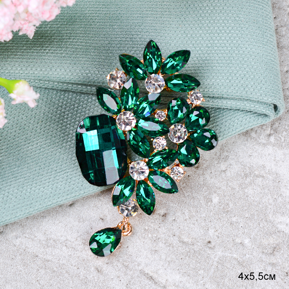 Брошь зеленая / GM342 /уп 12/