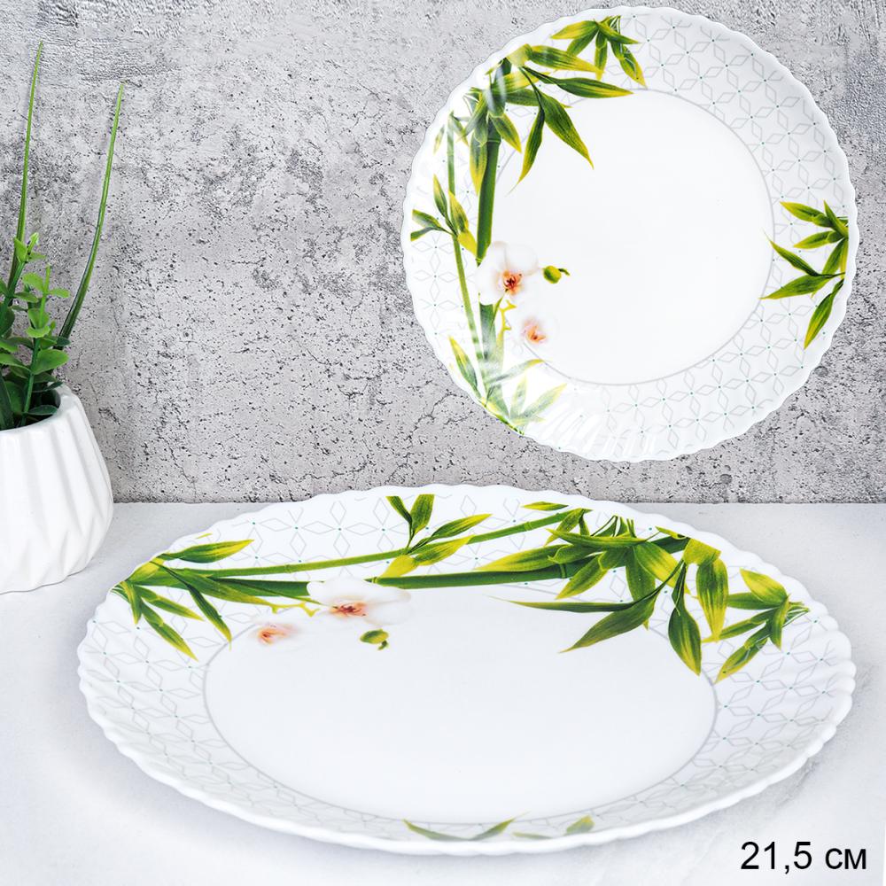 Тарелка 215 мм / LHP-85 (6773) /уп 48/Бамбук с орхидеей