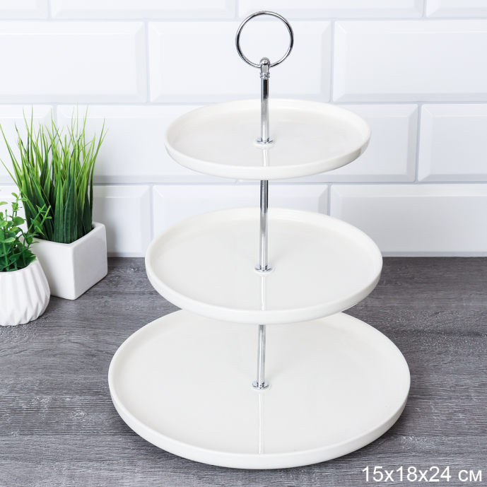 Ваза для фруктов 2-х ярусная 18/24 см / RFV-13