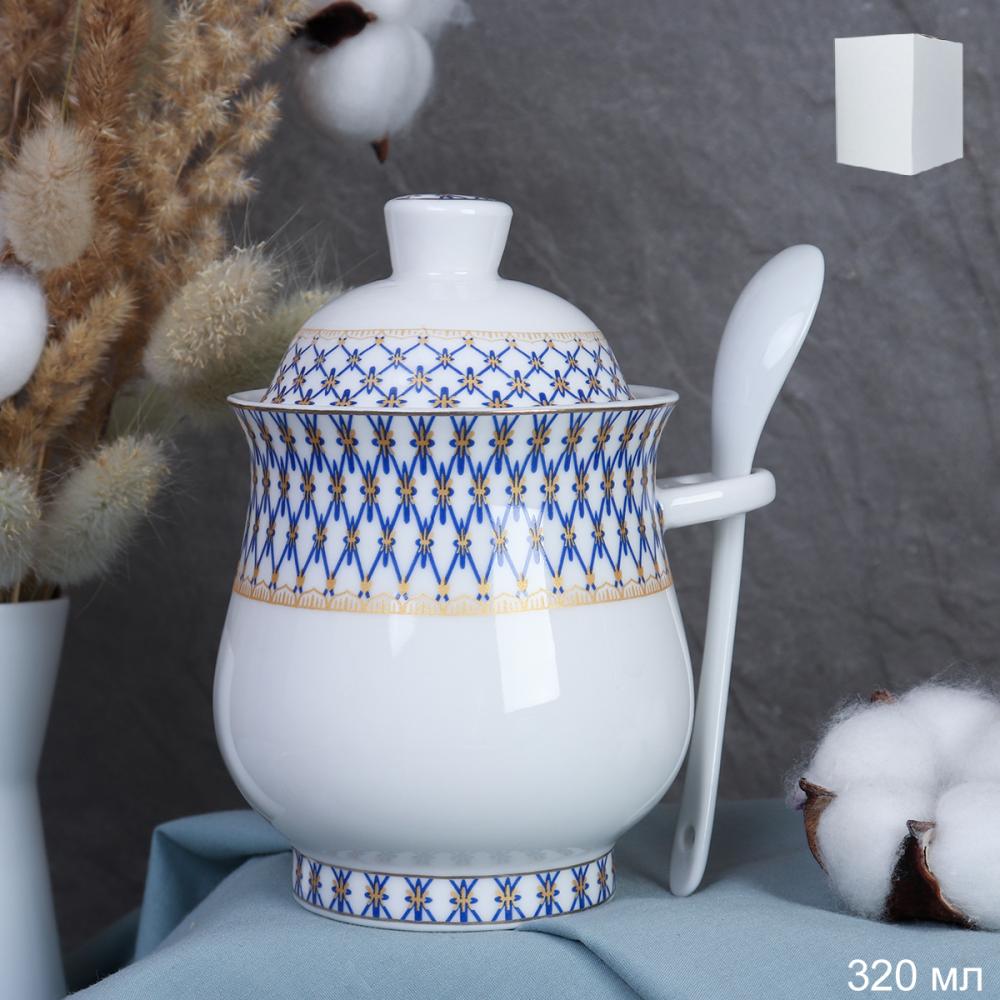 Сахарница 320 мл с ложкой / TW-1348 /уп.48/  Сеточка