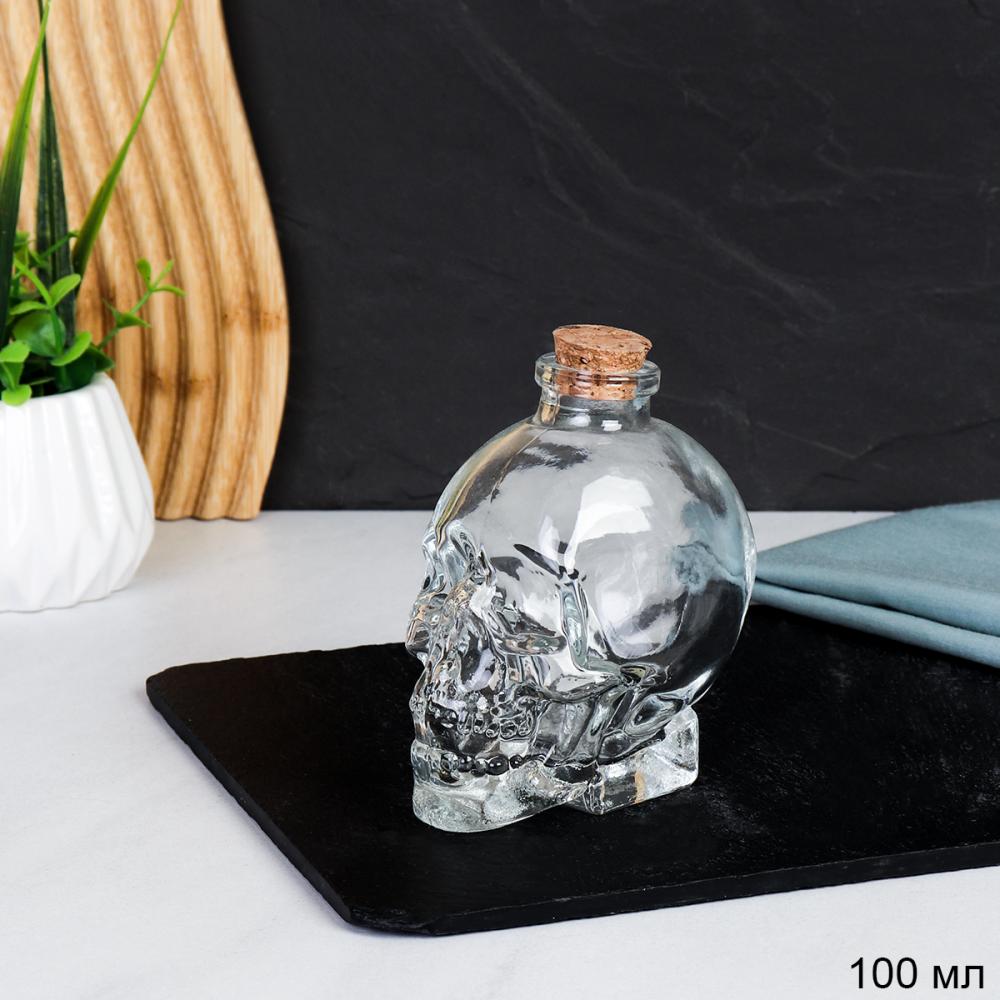 Графин-штоф Череп 100 мл / CH-100 /уп 90/ пробковая крышка