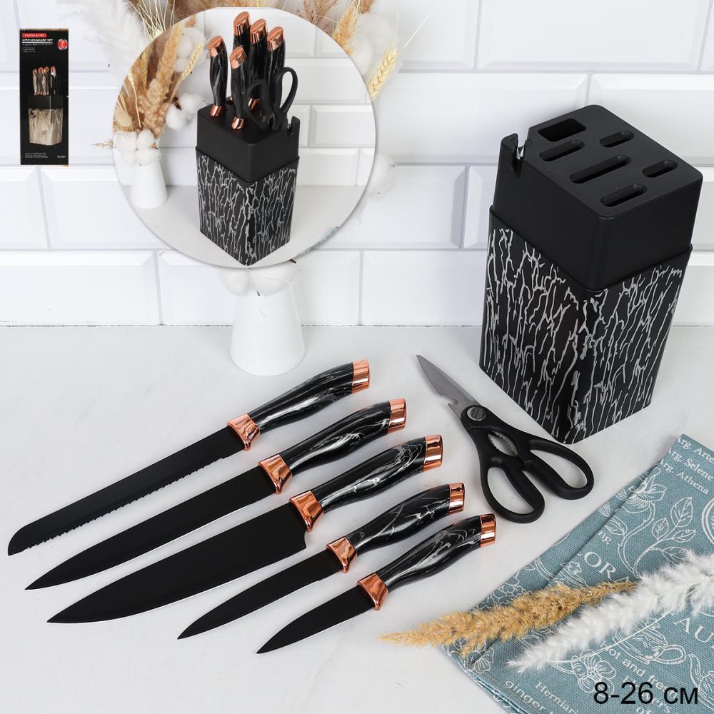 Набор кухонных ножей на подставке 7 предметов / WG-606 /уп 12/