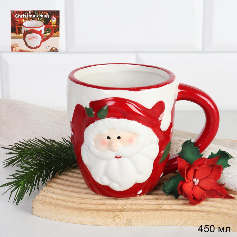 Кружка 450 мл Дед мороз / YJ3002А /уп 48/ новогодняя/подарочная упаковка