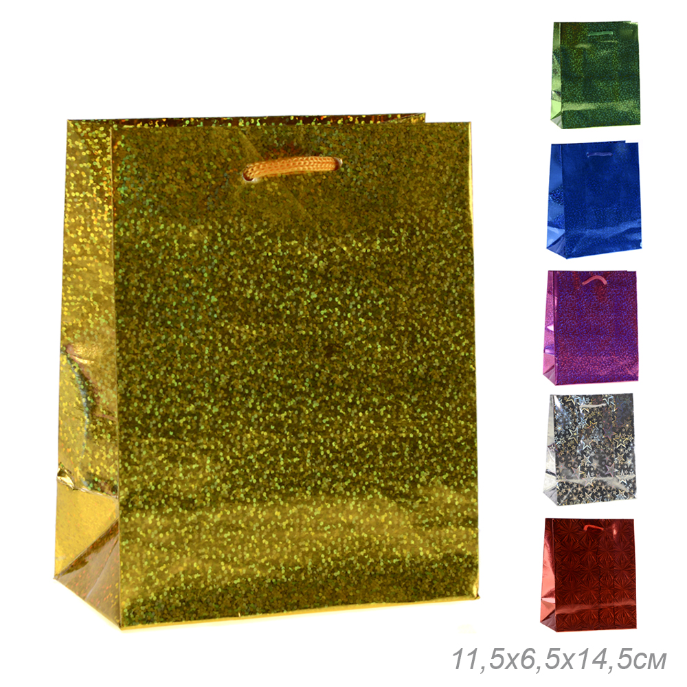 Пакет подарочный 11,5х14,5х6,5 голография / W1114 /уп 12/2400/