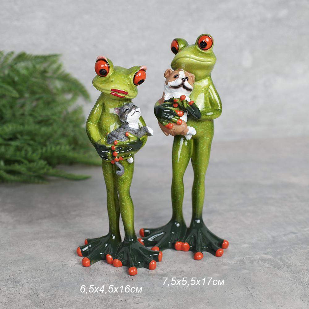 Фигурка Лягушка с кошкой и собакой 17 см / YX29002 /уп 24/