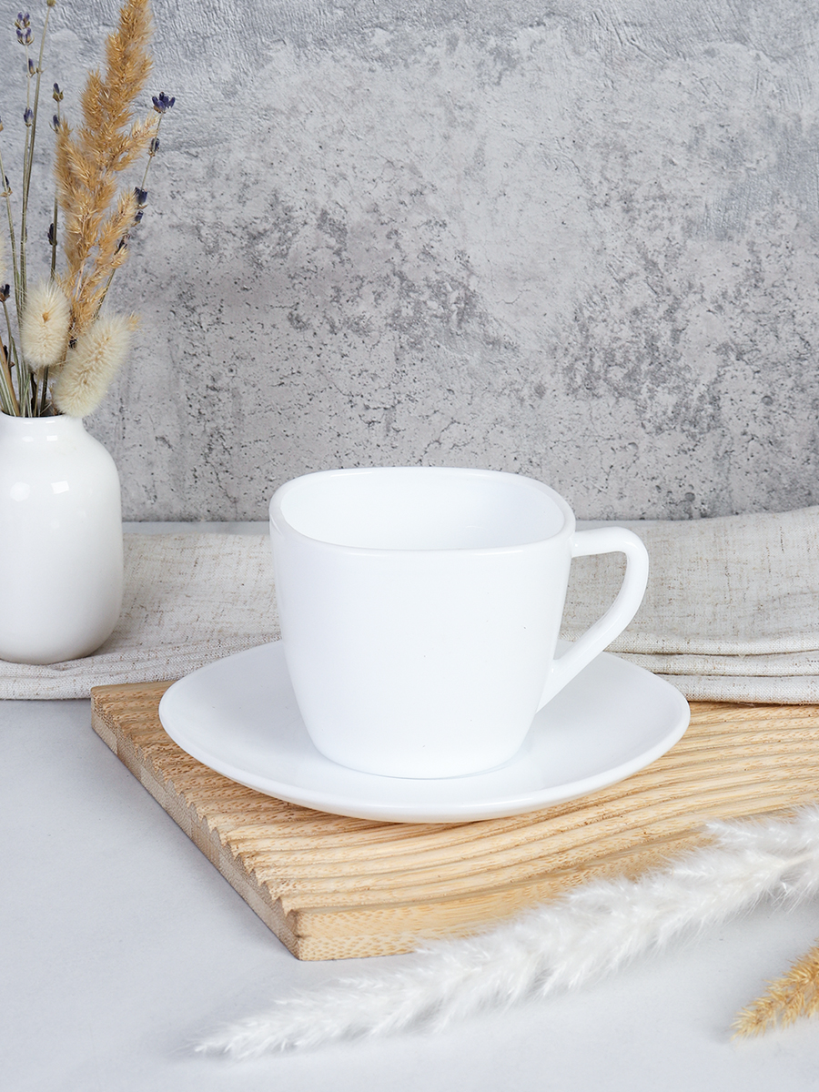 Чайная пара 2 предмета ПАРА 250 мл белый квадратная (FXB220) 651150