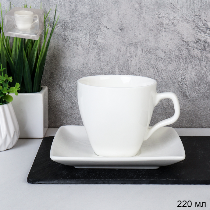 Кружка 220 мл Белая квадратная форма Гифт ПАРА TC08-180