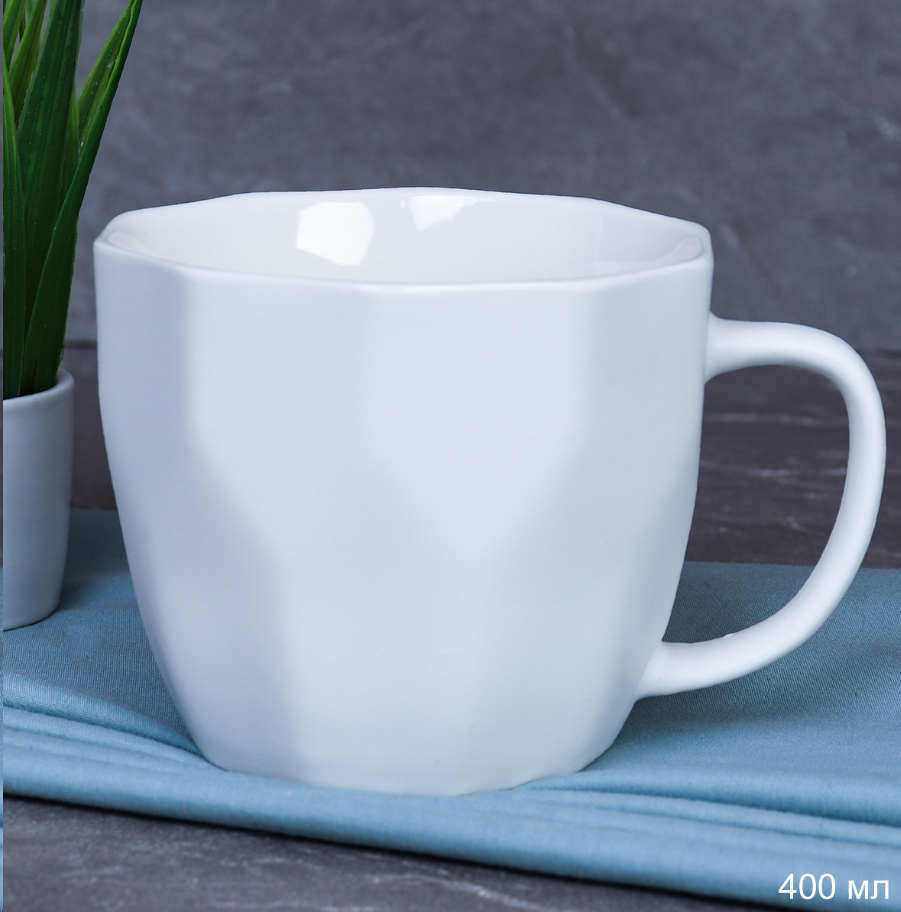 Кружка 400 мл с гранями Белая/ MC-204 /уп 48/