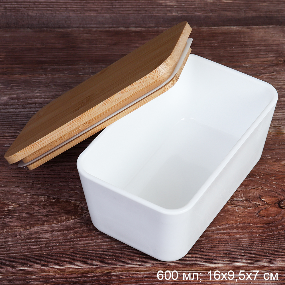 Контейнер масленка  с бамбуковой крышкой SB055LT-4 / уп 24/