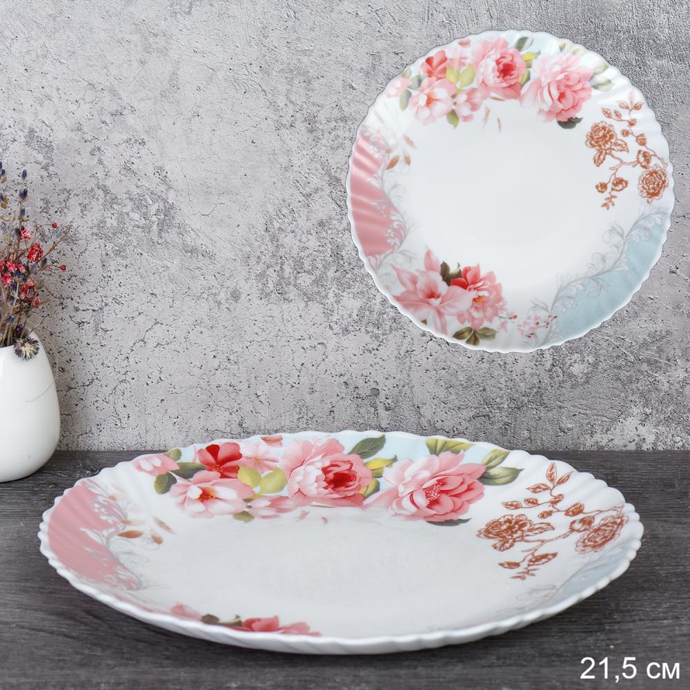 Тарелка 215 мм / LHP-85 (6801) /уп 48/Розы на голубом