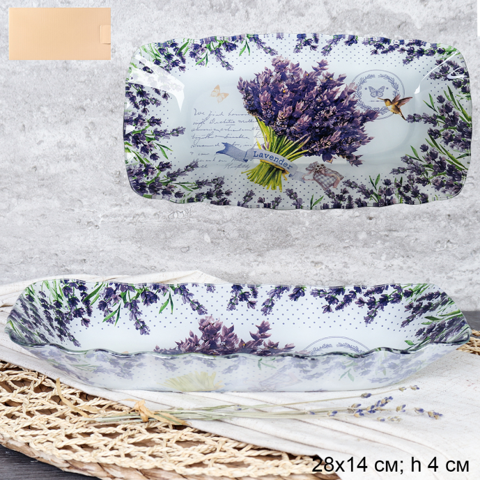 Блюдо для слоеных салатов 28 см / S440611W DD132 GREY Лаванда /уп 36/ цветная коробка / 729904