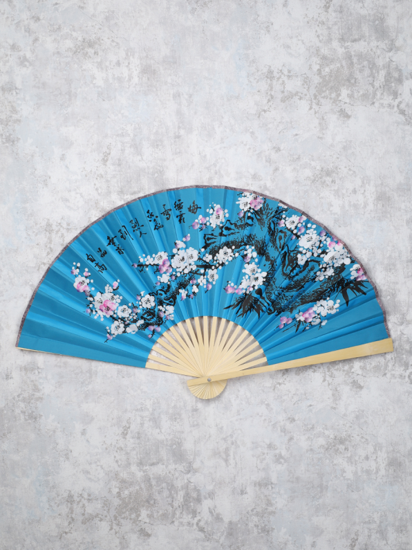 Веер 50 см бамбуковая основа Синий с Сакурой / 622-11 /уп 50/200/742903