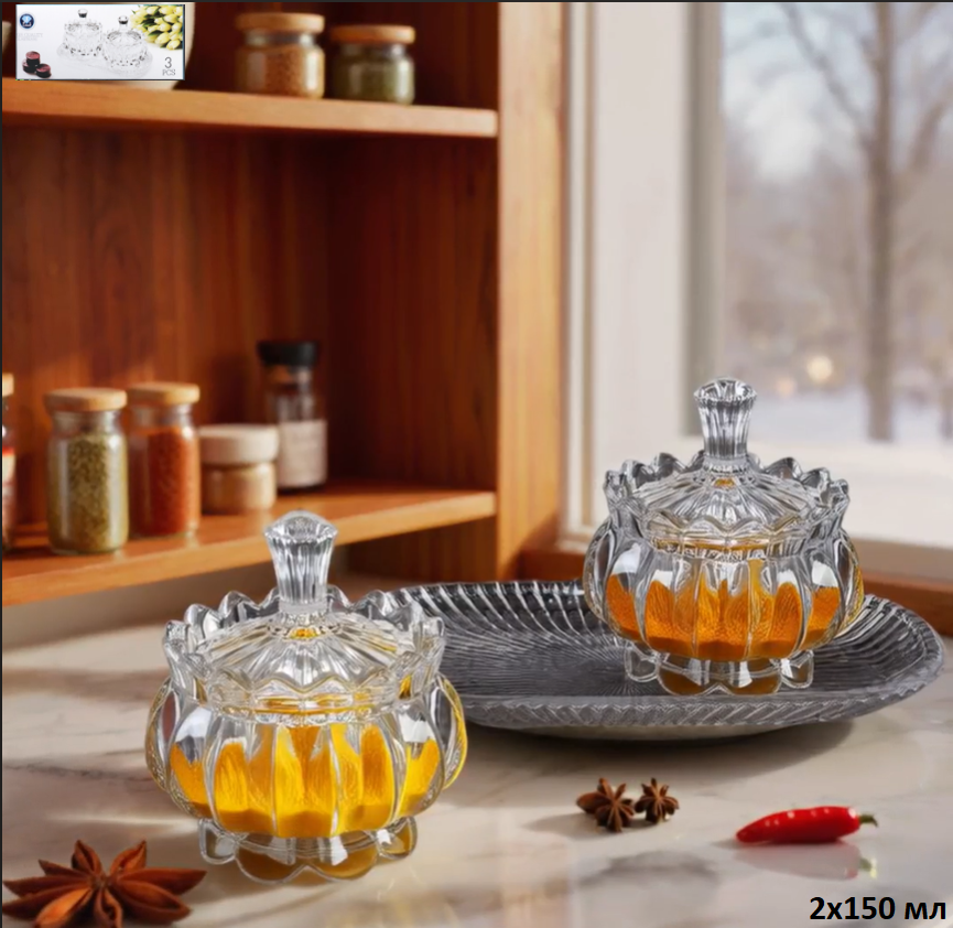 Банка для специй 2 штуки 150 мл на подставке / FD-2 /уп 16/