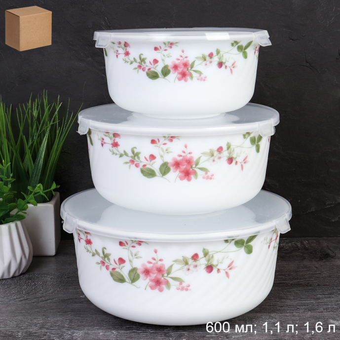 Салатник с крышкой 600 мл / GRAY-HDW3B (7348) / Поляна