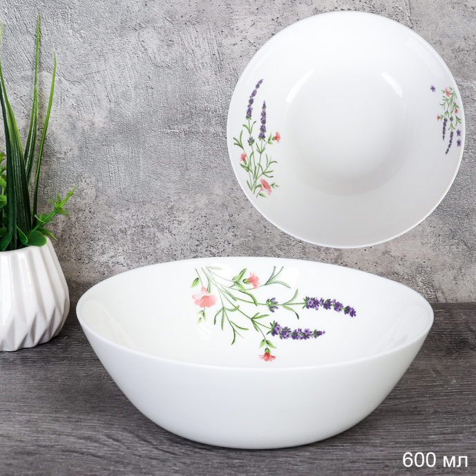 Тарелка глубокая суповая 600 мл 152 мм / LYGW60 (2027) /уп 6/72/ Лаванда/735543