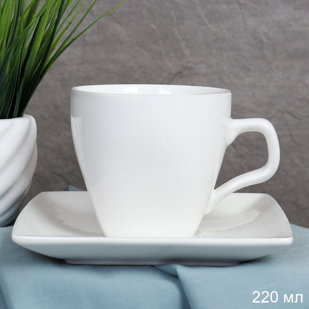 Кофейная пара 2 предмета 200 мл Белая картон / TC08-180 ПАРА /уп 48/ костяной