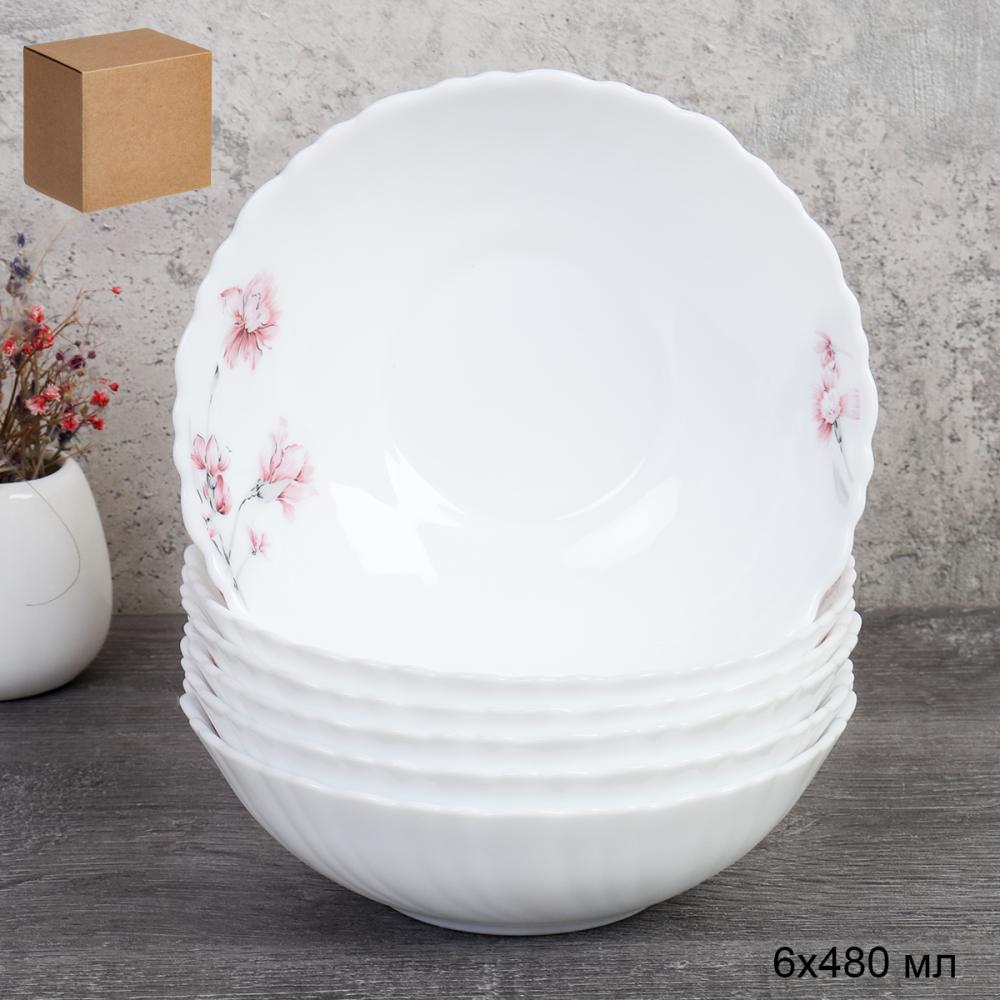 Наборы суповых тарелок 6 штук 480 мл 155 мм / TW-60 (7208) /уп 12/ Садовая гвоздика