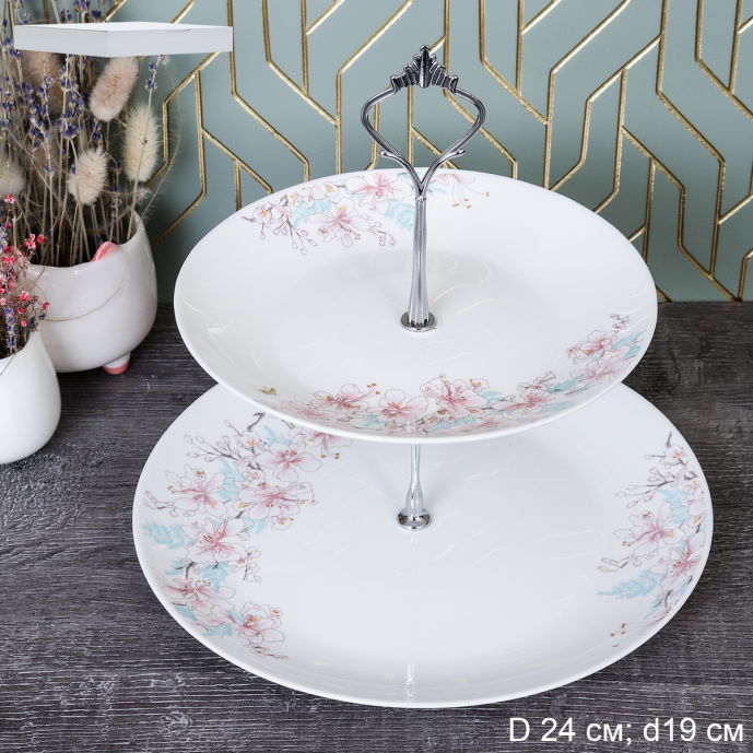 Ваза для сервировки 2-х ярусная / WG-2/LYGP75/95 (23014) /уп 12/ Нежность АКЦИЯ