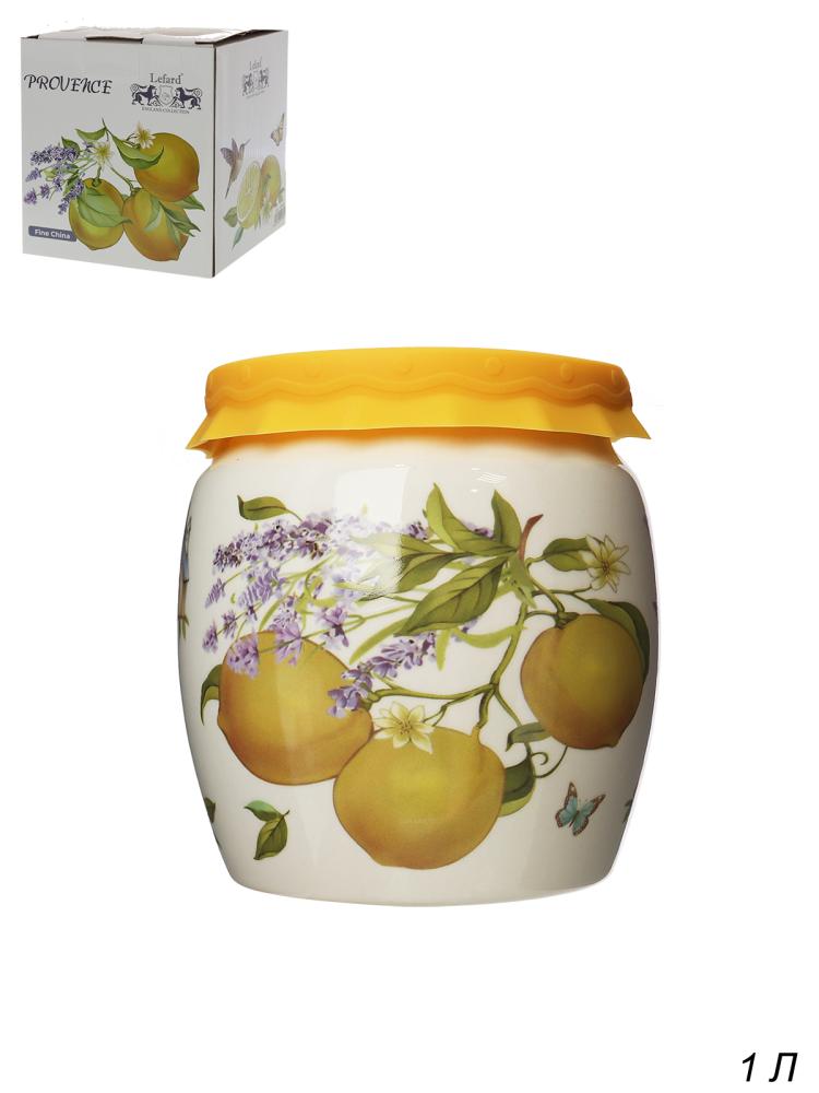 Банка для сыпучих Прованс лимоны 1000 мл / 359-801 /уп 12/с силиконовой крышкой