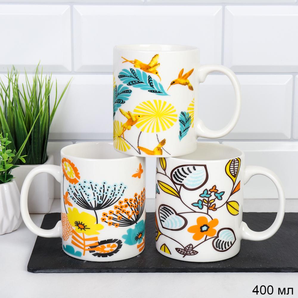 Кружка 400 мл Цветы / 4809-16 /уп 72/ ПРОМО АКЦИЯ