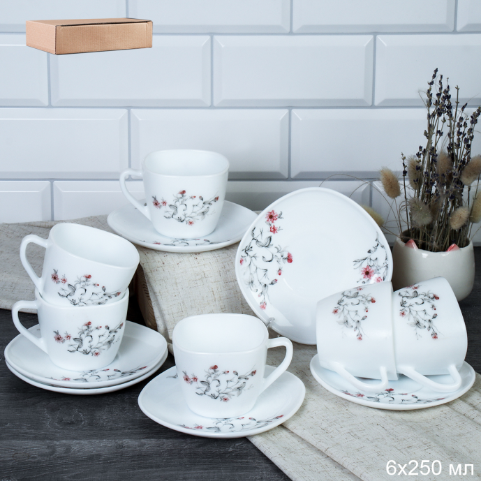 Блюдце квадратное / GRAY-FXB220/12 (7318) /уп 8/ Серый кустик