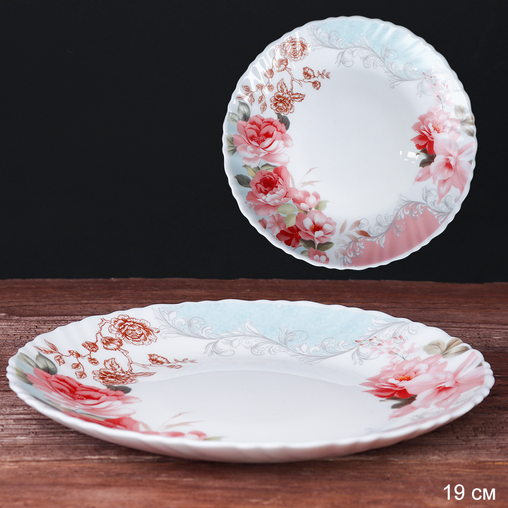 Тарелка 190 мм / LHP-75 (6801) /уп 6/72/ Розы на голубом