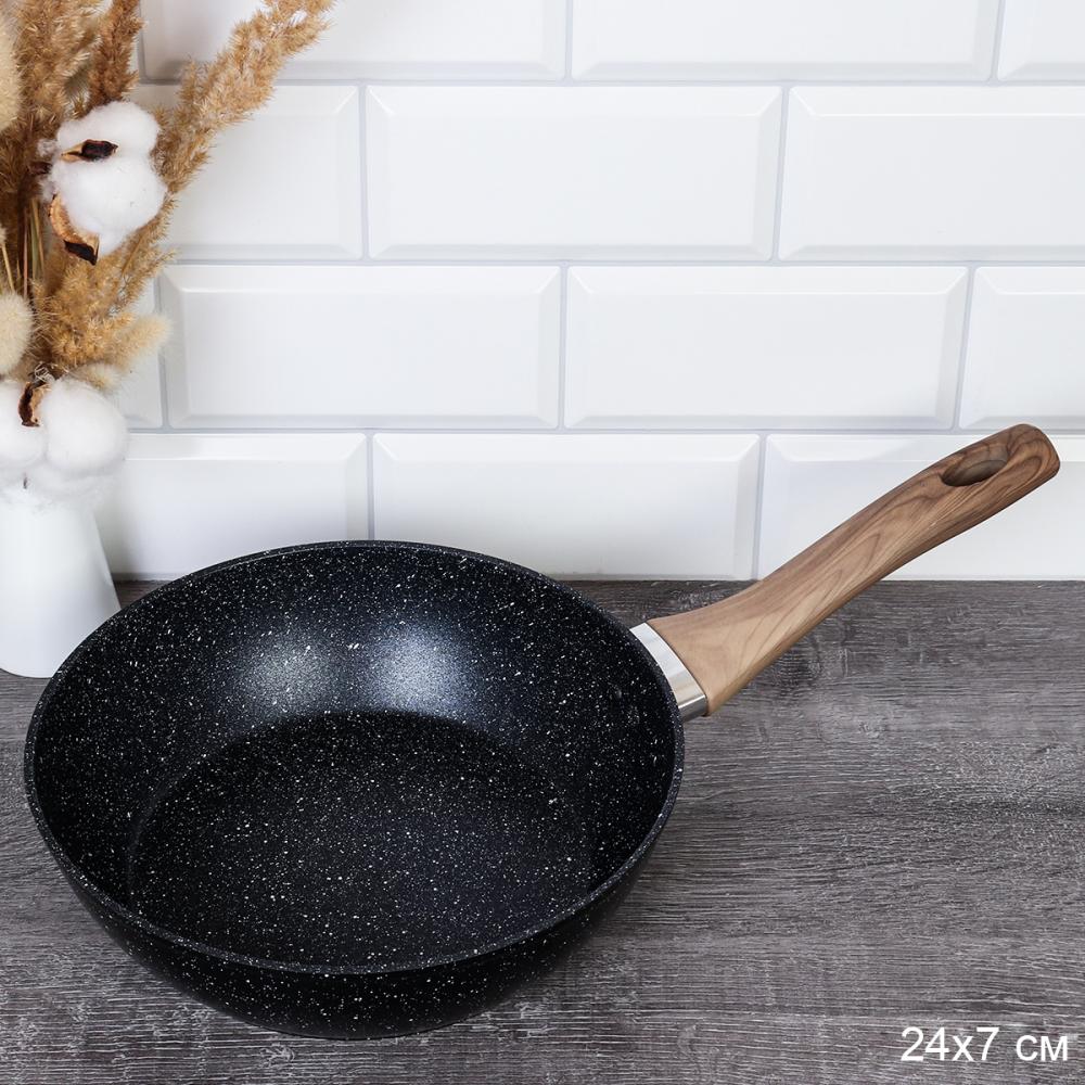 Сковорода - Сотейник 24х7 см антипригарное гранит /индукция/ RSD-44 /уп 24/ 0,652 / Soft Touch/ 716120