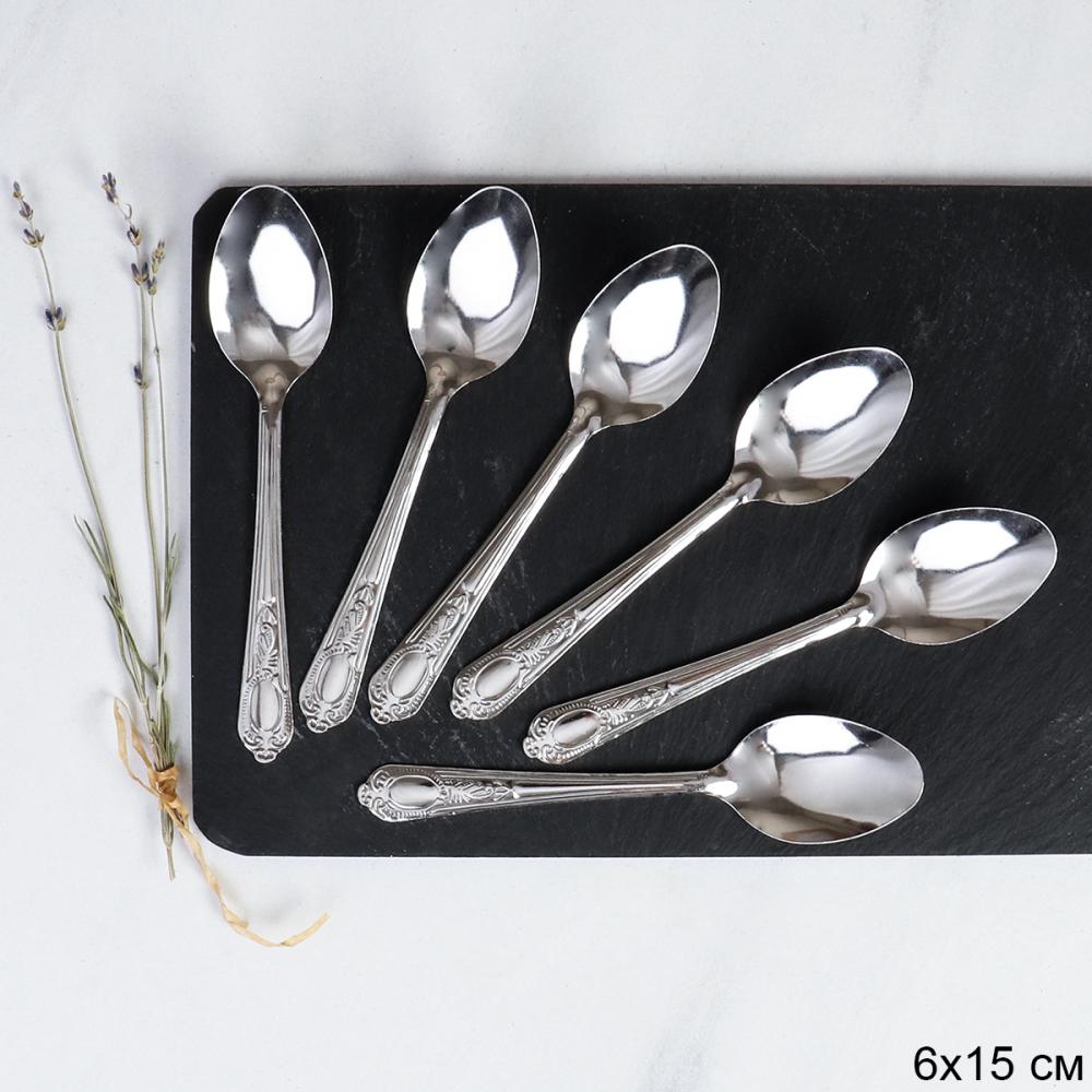 Ложка чайная 6 штук Серебро Элегия / MJ-94 /уп 100/