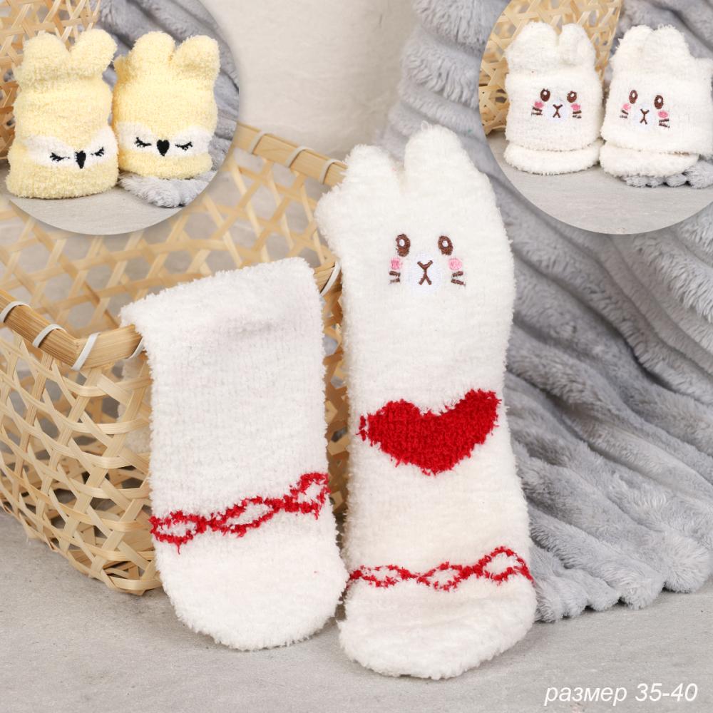 Носки женские флисовые р. 35-40 новогодний №1 / MNZ-16/1 /уп 12/