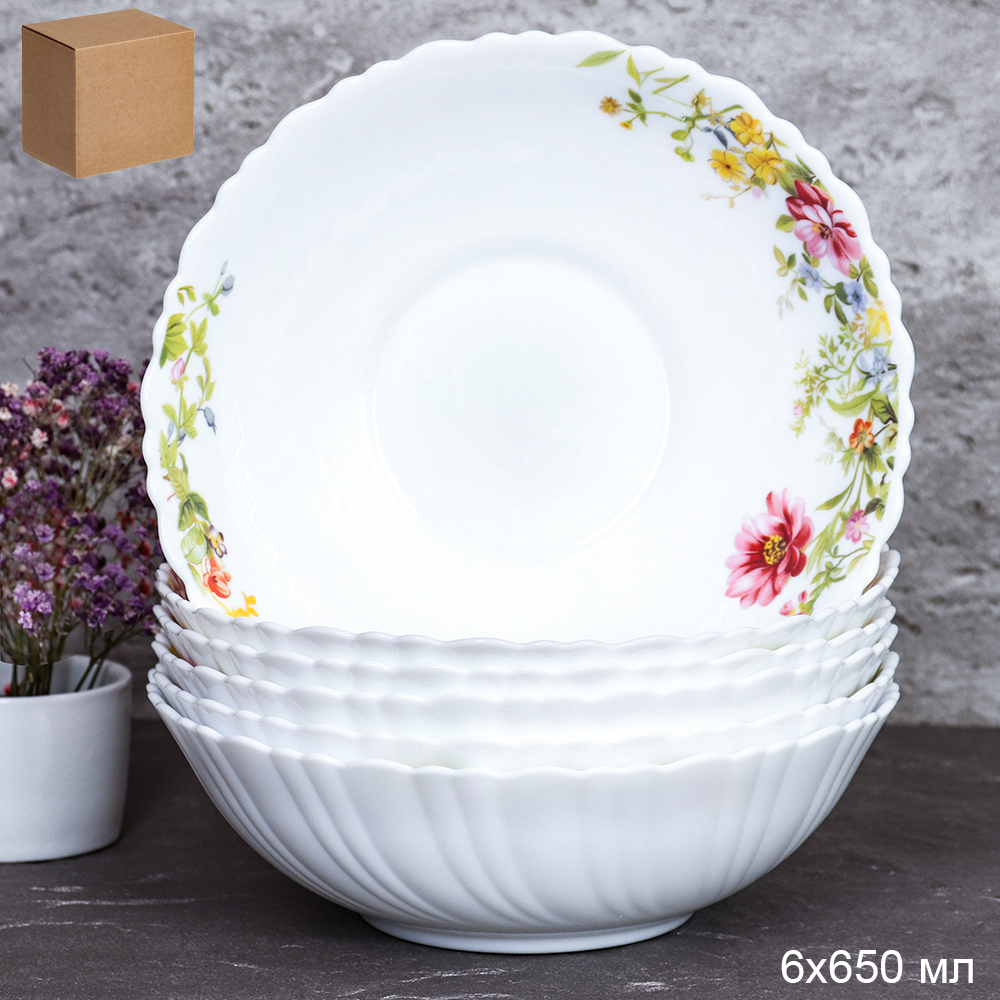 Набор суповых тарелок 6 штук 650 мл 175 мм / TW-70 (7133) /уп 8/ Весенняя