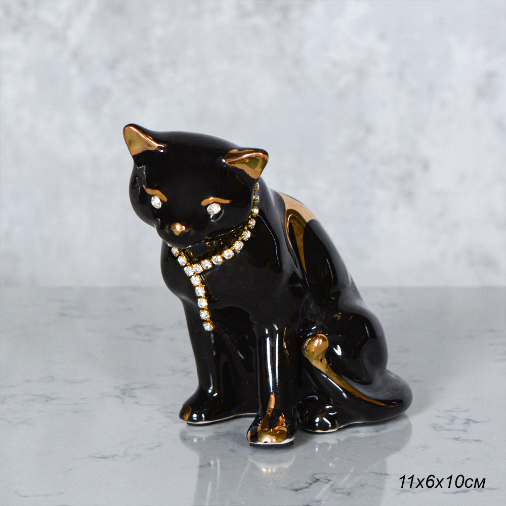 Статуэтка Кошка черная 10 см / B3010-4A /уп 60/стразы