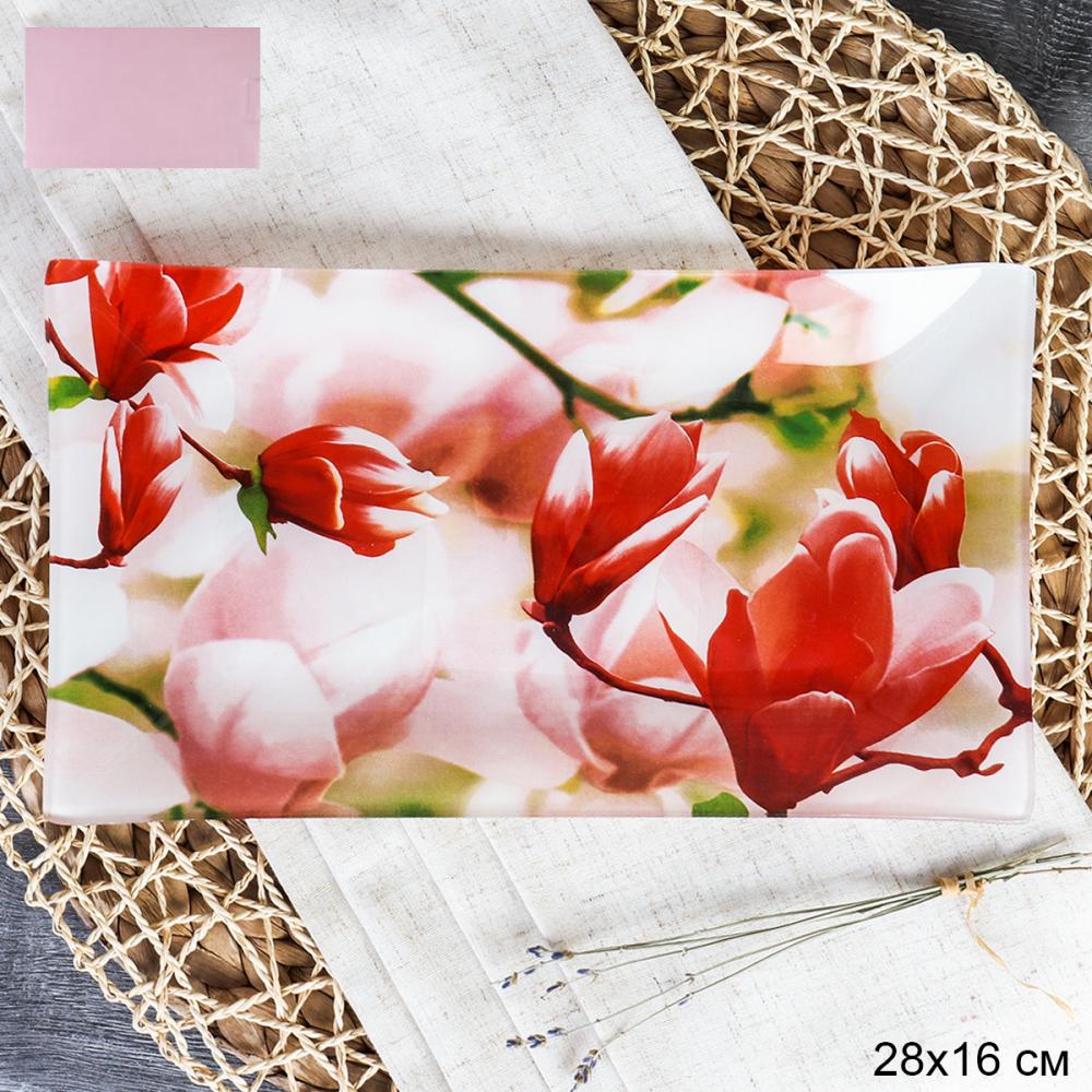 Блюдо прямоугольное 28x16 см / S322816 Q005 GREY Орхидея / уп 6/48/ цветная коробка