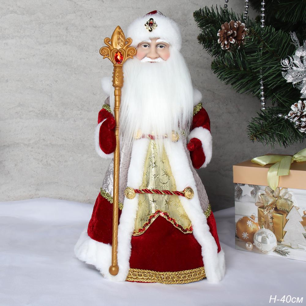 Фигурка Дед Мороз 40 см красный кафтан / 21A12-16 /уп 18/музыкальный